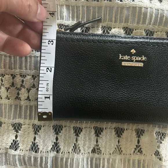 kate spade Black Leather Zip Wallet with Gold Logo - Picture 4 of 5